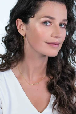 Sale Zinzi zilveren schakelcollier geelverguld met balkje witte zirconia's, groene blauwe bruine kleurstenen 42-45cm ZIC1964G