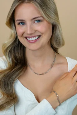 Discount Zinzi zilveren schakelketting met vijf lange ovale schakels 5,5mm breed 43-47cm ZIC2711