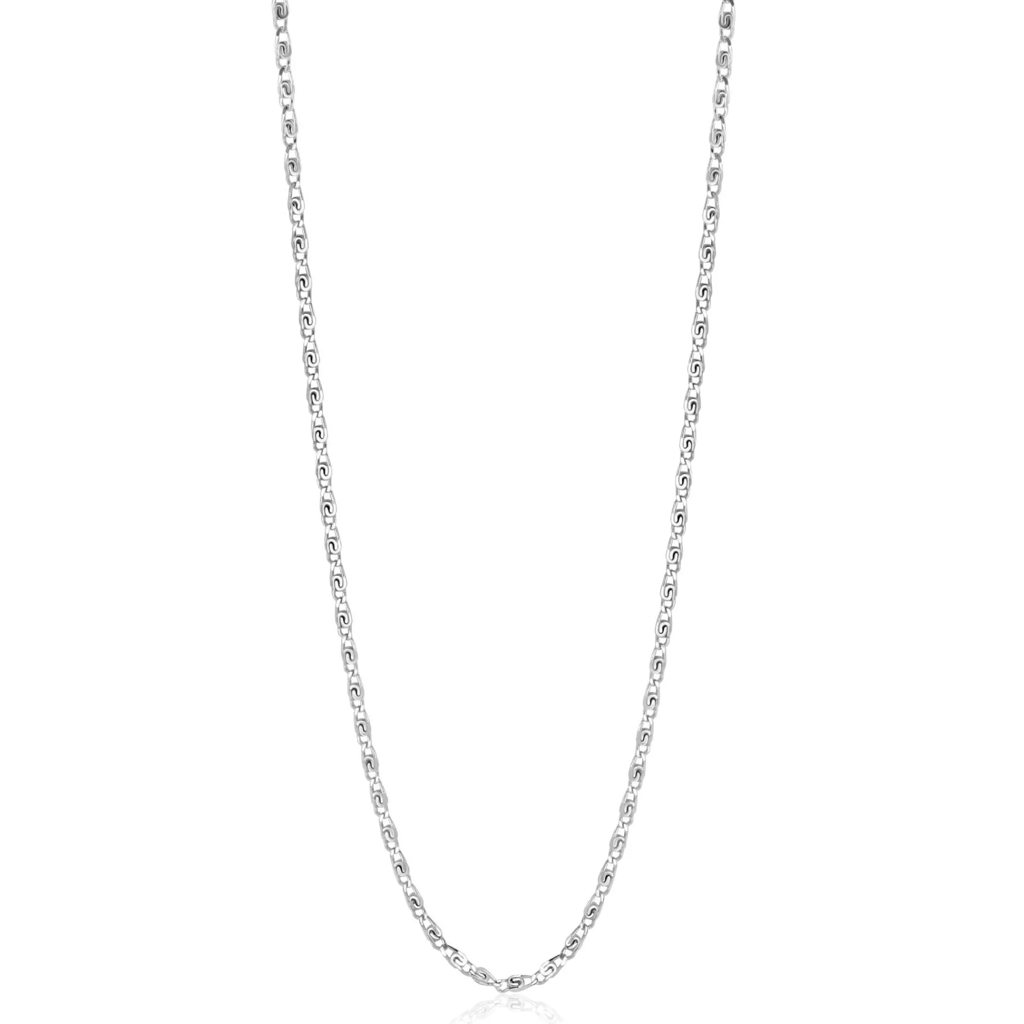 Outlet Zinzi zilveren scroll schakelketting, waarbij de schakels een dubbele krul/kronkeling maken 42-45cm ZIC2479