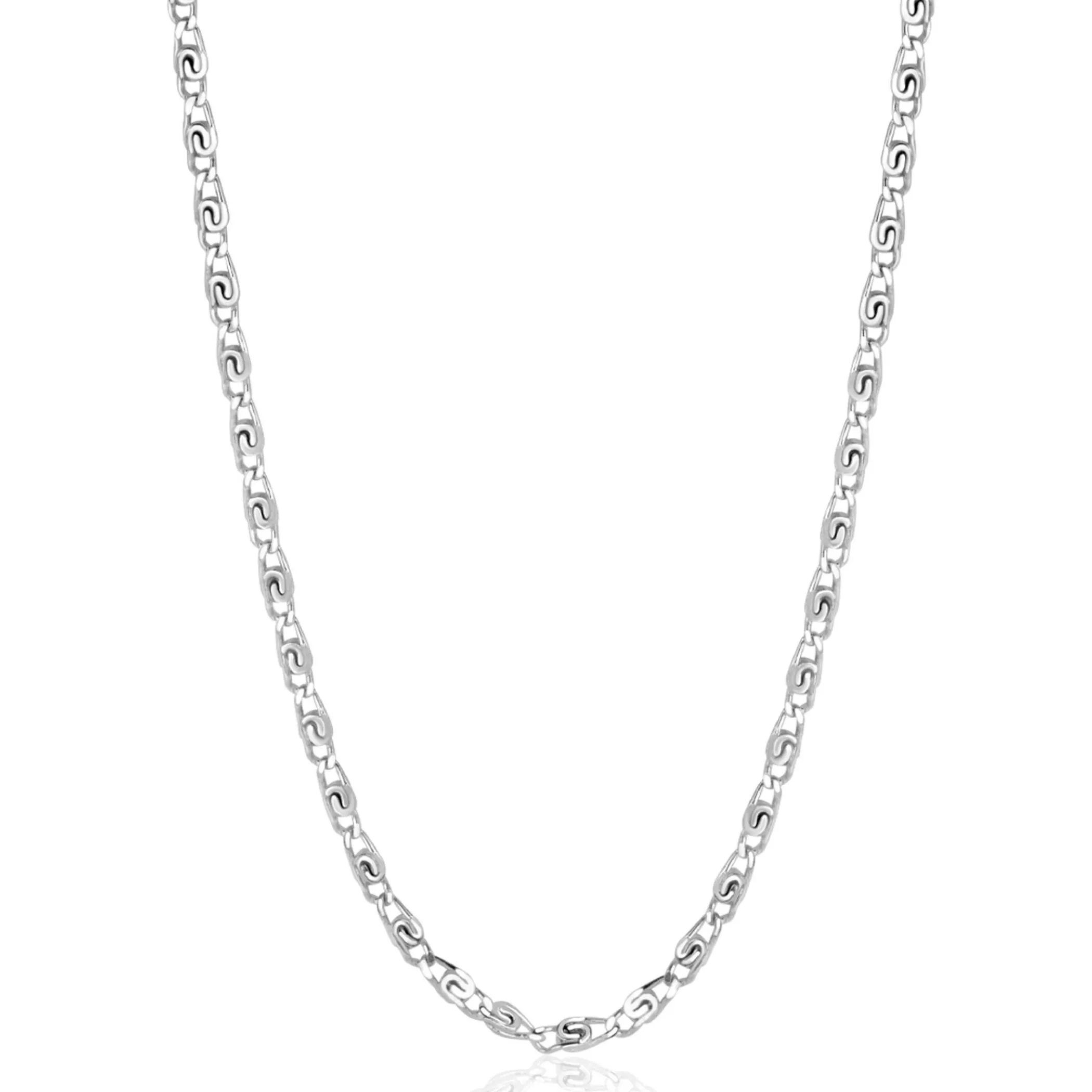 Outlet Zinzi zilveren scroll schakelketting, waarbij de schakels een dubbele krul/kronkeling maken 42-45cm ZIC2479