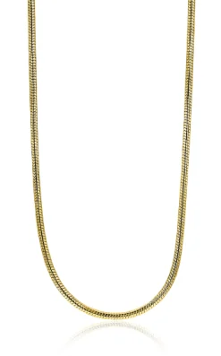 Hot Zinzi zilveren slangen collier geel verguld 1mm breed 45cm ZISL45G