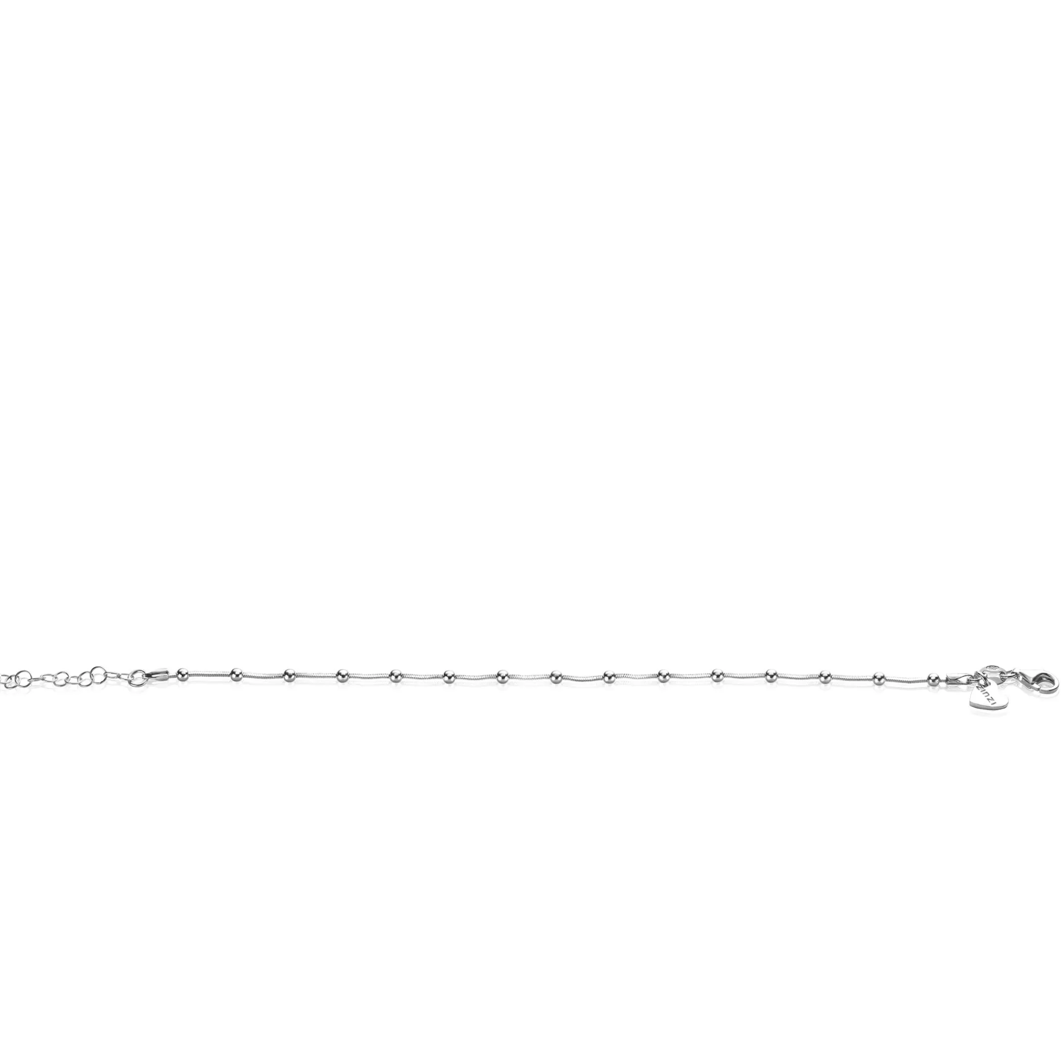 Best Zinzi zilveren slangen-armband met vierkant geslepen schakels en 15 verfijnde glanzende bolletjes 17-20cm ZIA2471