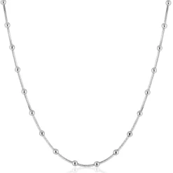 Zinzi zilveren slangen-ketting met vierkant geslepen schakels en 40 verfijnde glanzende bolletjes (2,5mm breed) 43-45cm ZIC2471