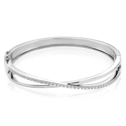 New Zinzi zilveren slavenarmband kruislings wit ZIA1569