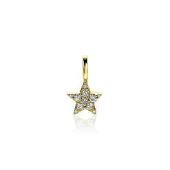 Online Zinzi zilveren ster hanger in geel verguld 13mm wit ZIH2138Y (zonder collier)