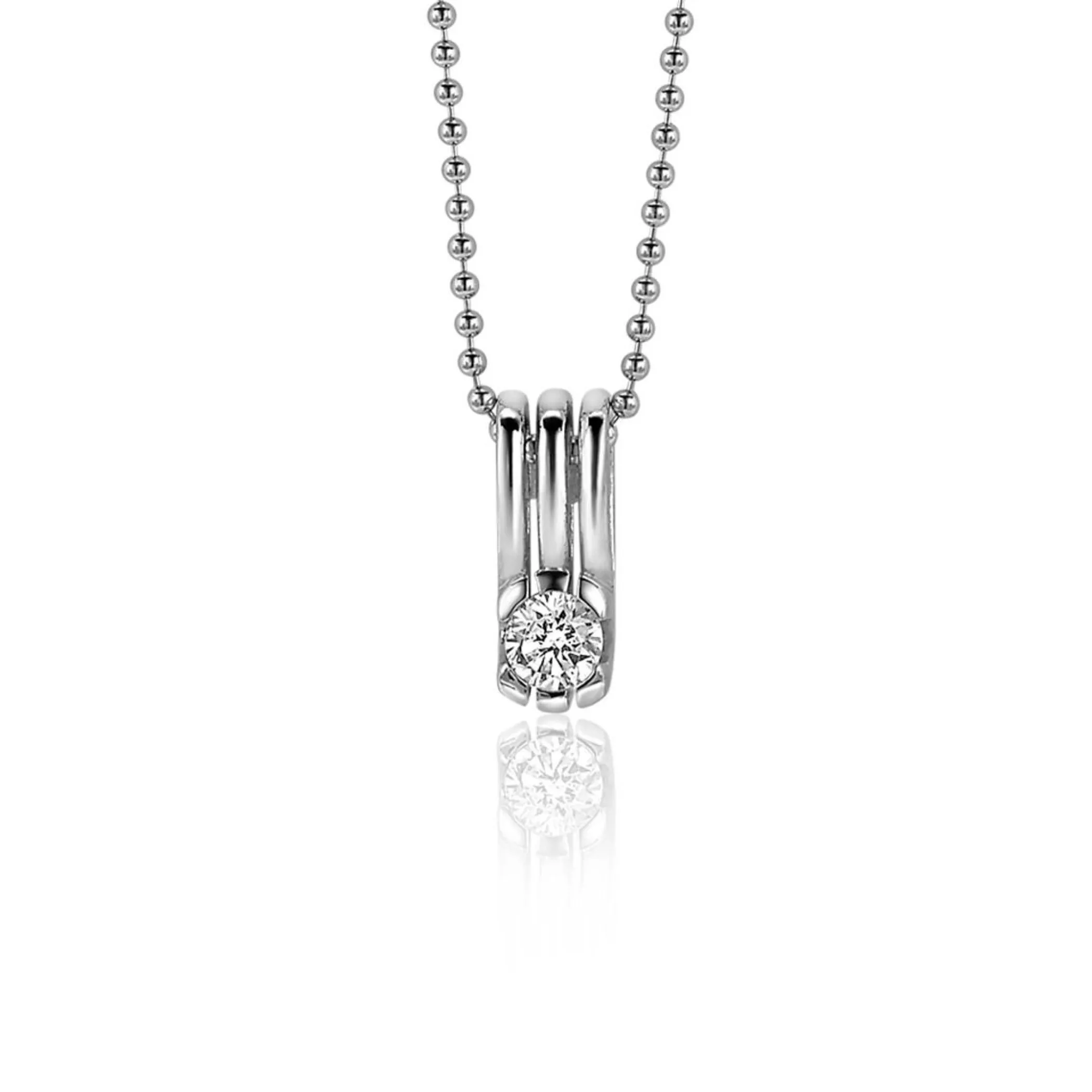 Zinzi zilveren strakke hanger 13mm bezet met witte zirconia ZIH403 (zonder collier)