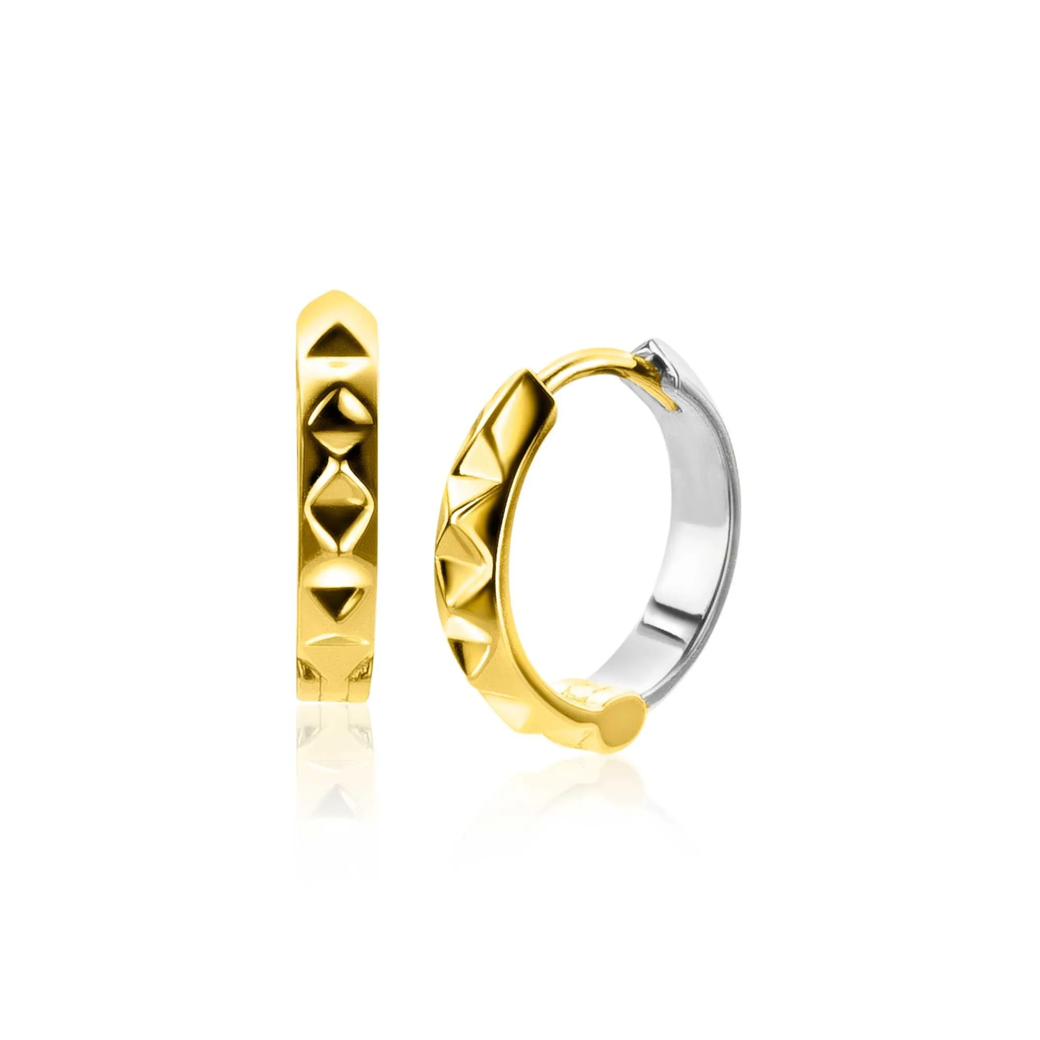 Discount Zinzi zilveren studs oorringen extra 14K geel verguld bicolor 15mm ZIO2167CRG