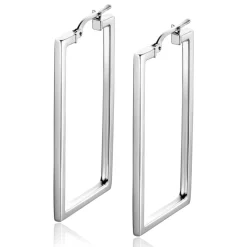 Outlet Zinzi zilveren trendy oorringen 40mm in rechthoek vorm buisdikte 2mm ZIO2337L
