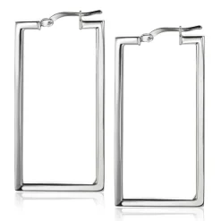Outlet Zinzi zilveren trendy oorringen 40mm in rechthoek vorm buisdikte 2mm ZIO2337L