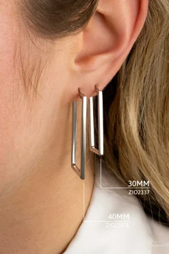 Outlet Zinzi zilveren trendy oorringen 40mm in rechthoek vorm buisdikte 2mm ZIO2337L