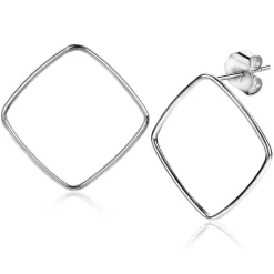 Zinzi zilveren trendy oorstekers 44mm vierkant open ZIO2095
