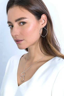 Zinzi zilveren trendy oorstekers 44mm vierkant open ZIO2095