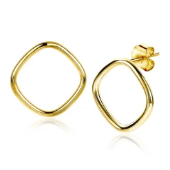 New Zinzi zilveren trendy oorstekers 14K geel verguld 23mm vierkant open ZIO2094G
