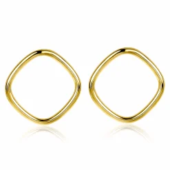 New Zinzi zilveren trendy oorstekers 14K geel verguld 23mm vierkant open ZIO2094G