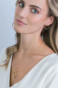 New Zinzi zilveren trendy oorstekers 14K geel verguld 23mm vierkant open ZIO2094G