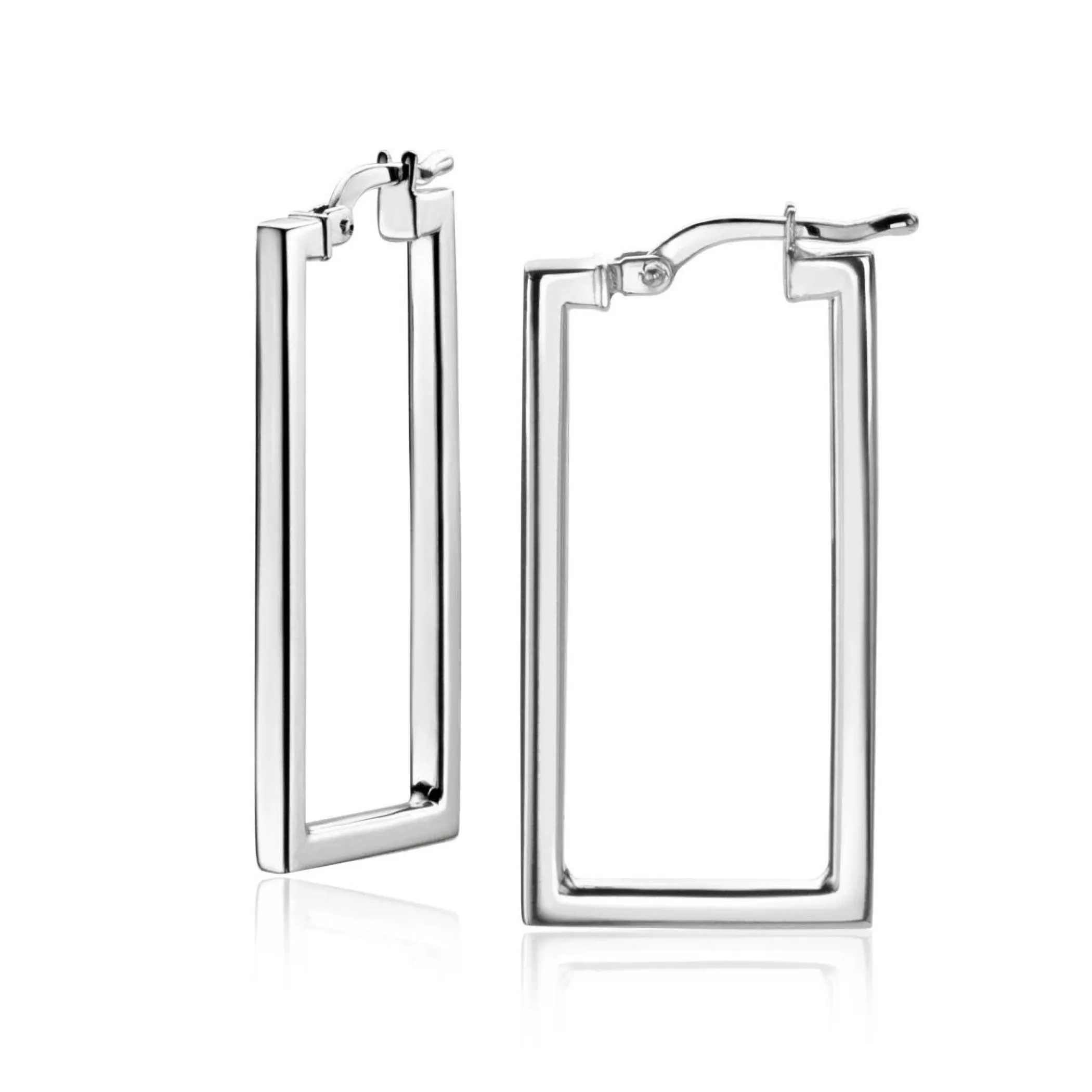 Outlet Zinzi zilveren trendy oorringen 30mm in rechthoek vorm buisdikte 2mm ZIO2337