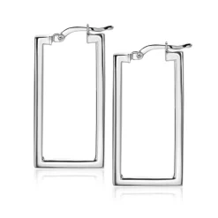 Outlet Zinzi zilveren trendy oorringen 30mm in rechthoek vorm buisdikte 2mm ZIO2337
