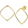 Hot Zinzi zilveren trendy oorstekers 14K geel verguld 44mm vierkant open ZIO2095G