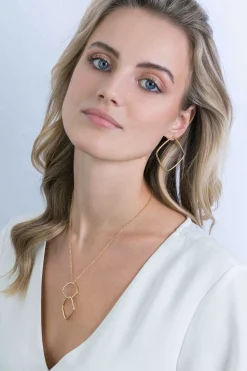 Hot Zinzi zilveren trendy oorstekers 14K geel verguld 44mm vierkant open ZIO2095G