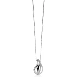 Best Zinzi zilveren venetiaanse ketting 45-48cm met druppelvormige hanger 20mm, golvende rij witte zirkonia's ZIC2707