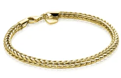 Outlet Zinzi zilveren vossenstaart armband 14K geel verguld 4mm breed ZIA1925G