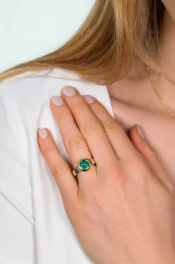 New Zinzi zilveren wisselring geel verguld rond ZIR2
