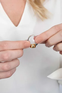 New Zinzi zilveren wisselring geel verguld rond ZIR2