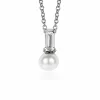 Sale Zinzi zilveren witte parelhanger met witte baquette geslepen zirconia ZIH2135 (zonder collier)