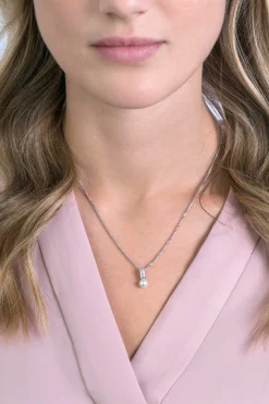 Sale Zinzi zilveren witte parelhanger met witte baquette geslepen zirconia ZIH2135 (zonder collier)