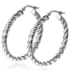 Hot Zinzi zilveren wokkel oorringen met gedraaide buis 37x4mm ZIO2282