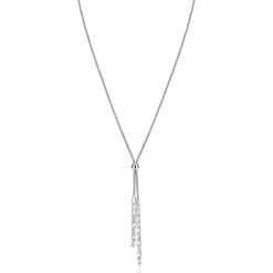 Clearance Zinzi zilveren Y-collier 43–46cm met popcorn schakel en twee bungelende kettinkjes ZIC2710