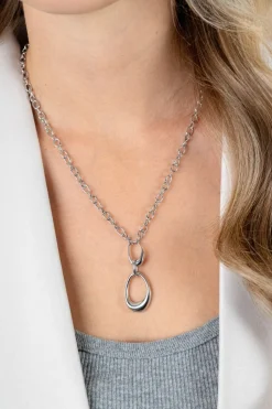 Best Zinzi zilveren Y-collier met paperclip schakels en drie organische vormen 48cm ZIC2670