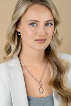 Best Zinzi zilveren Y-collier met paperclip schakels en drie organische vormen 48cm ZIC2670