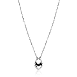 Outlet Zinzi zilvereren schakelketting met hartvormige slot hanger 18mm breed 42-45 cm ZIC2673
